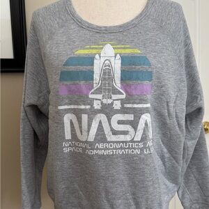 Grayson Threads Gray Crew Neck Sweater with Retro NASA Design